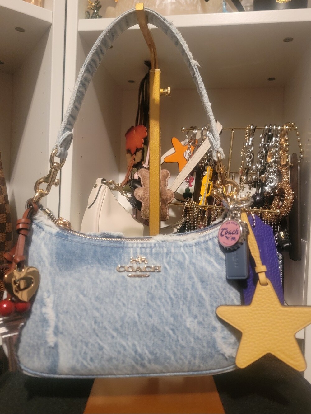 Coach Light Blue Denim Mini Shoulder Bag with Yellow Star Charm (NO DiCE) - Picture 1 of 4